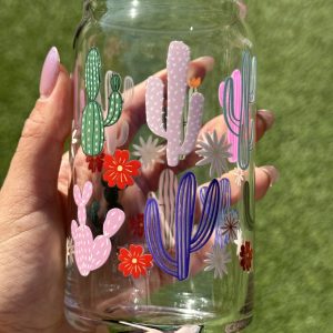 Colorful Cactus| Elizabeth Van Rayne| 16oz Libbey |  Cactus 🌵